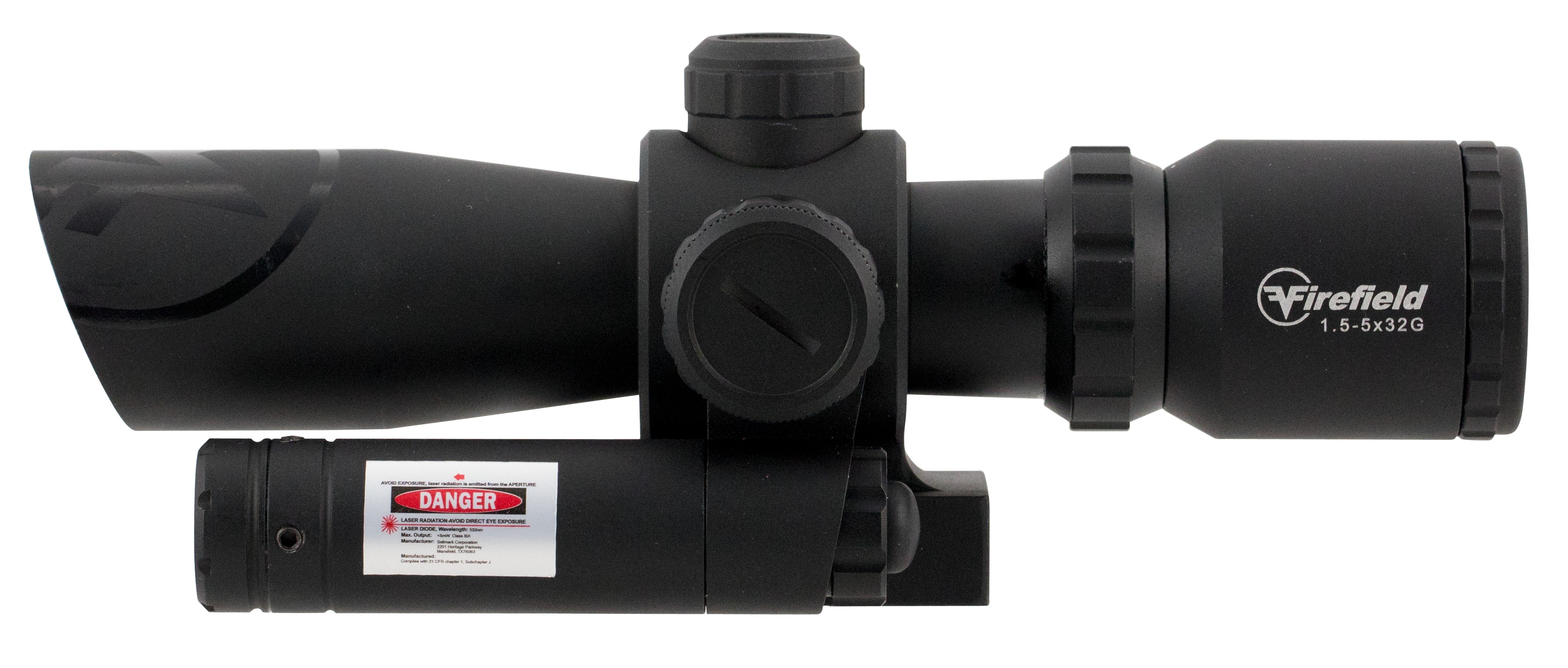 Firefield 1.5-5x32mm Illuminated Mil-Dot (SPF) Barrage Rifle Scope w/ Green Laser - FF13063